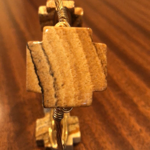 Bourbon and Bowties natural stone cross bracelet - Picture 2 of 9